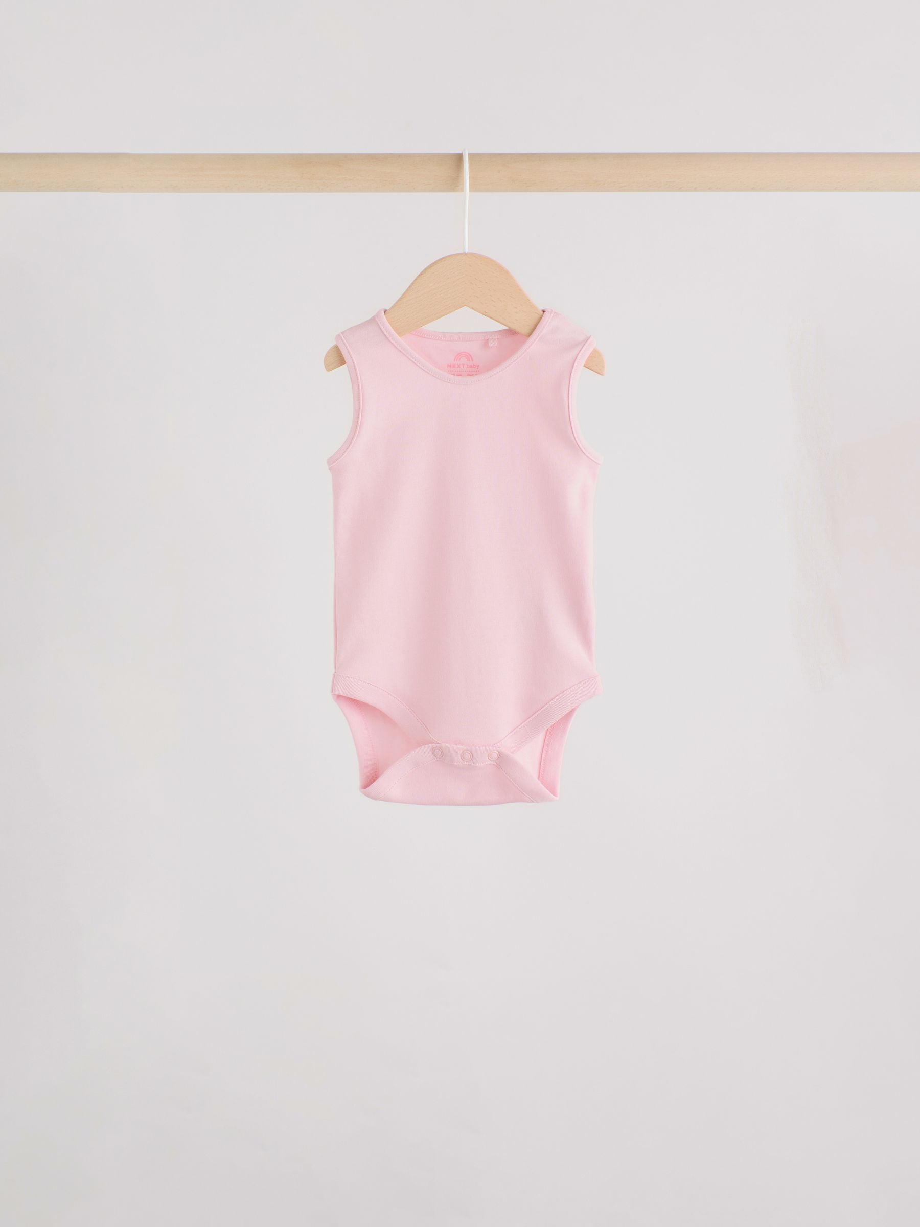 Pink/White 7 Pack Essential Vest Baby Bodysuits image 5