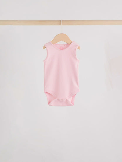 Pink/White 7 Pack Essential Vest Baby Bodysuits image 5