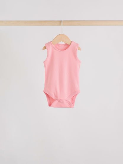 Pink/White 7 Pack Essential Vest Baby Bodysuits image 6