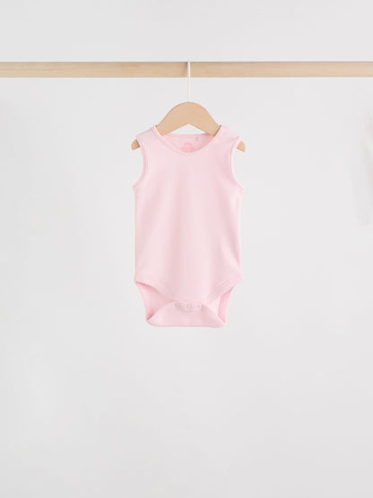 Pink/White 7 Pack Essential Vest Baby Bodysuits image 8