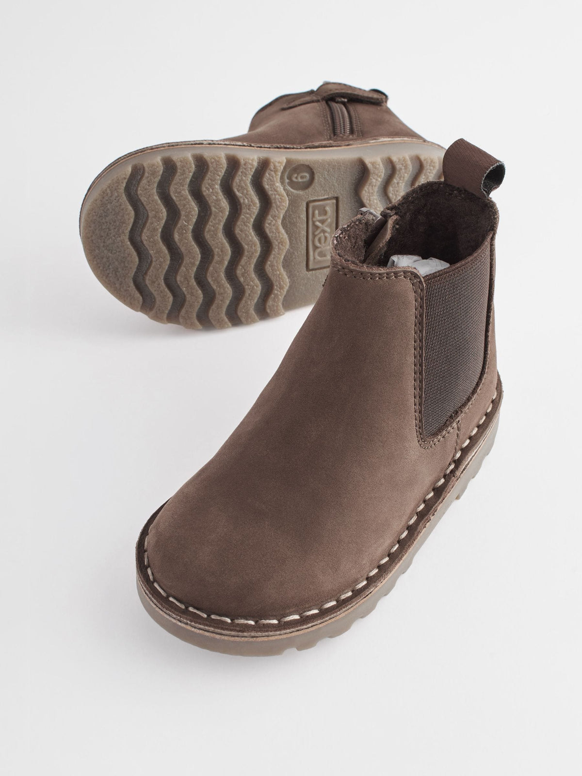 Dsiney Kidz - Chocolate Brown Wide Fit (G) Warm Lined Leather Chelsea Boots image 3