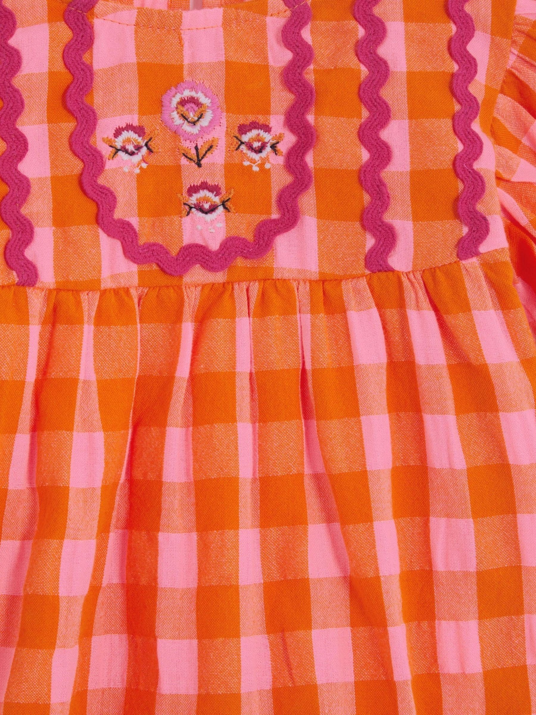 Monsoon Orange Gingham Print Top & Shorts Set image 3