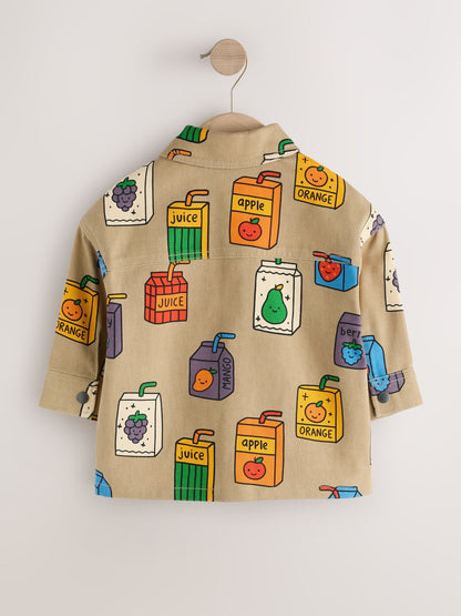 Tan Brown All Over Print Juice Box Twill Printed Overshirt (3mths-7yrs) - image 2