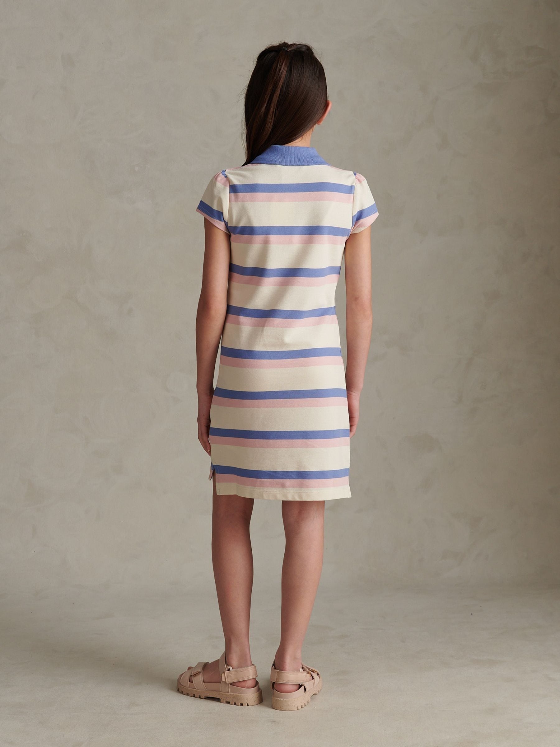 U.S. Polo Assn Blue Tri Colour Striped Polo Dress image 3