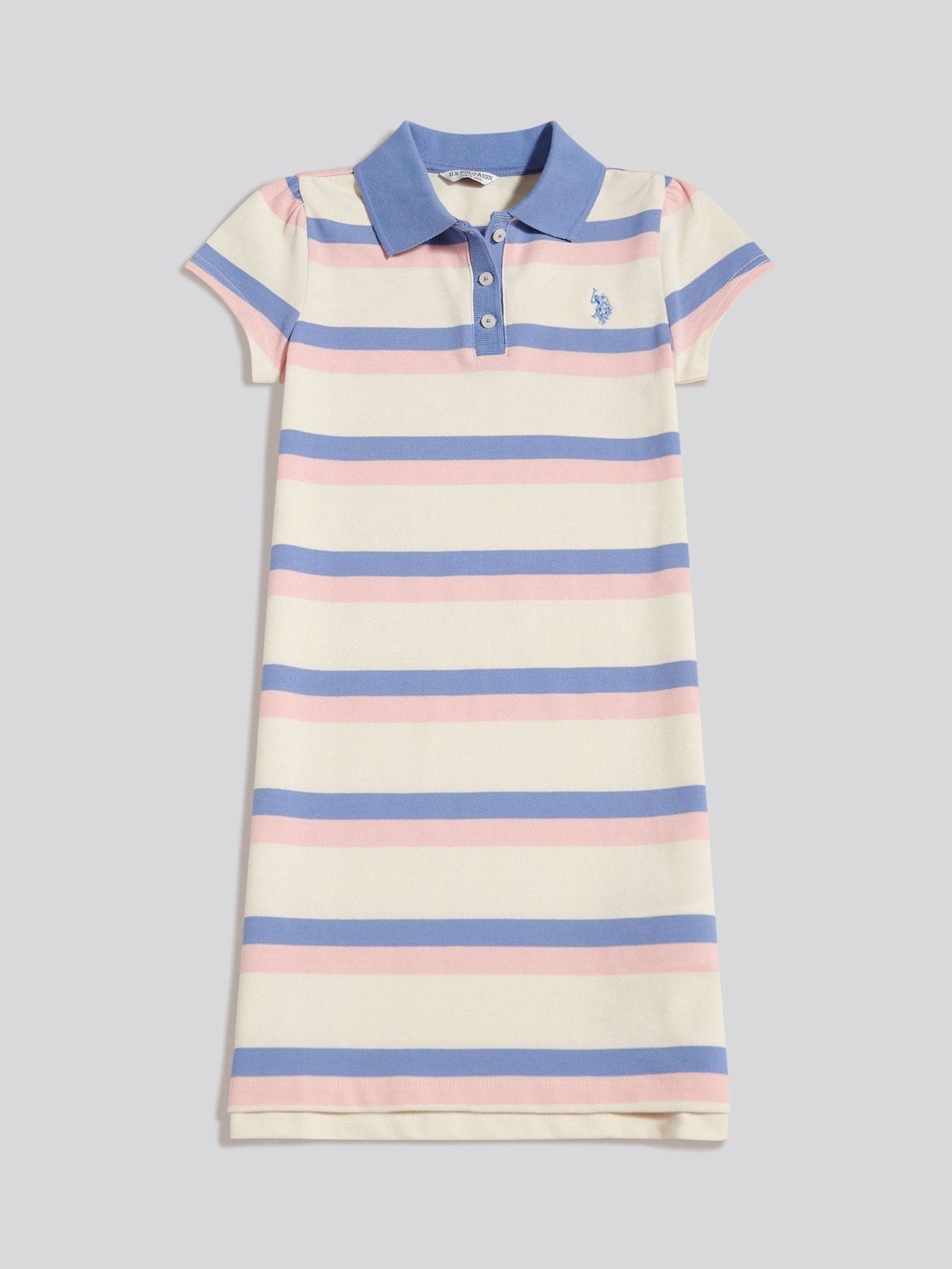 U.S. Polo Assn Blue Tri Colour Striped Polo Dress image 4