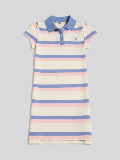 U.S. Polo Assn Blue Tri Colour Striped Polo Dress image 4