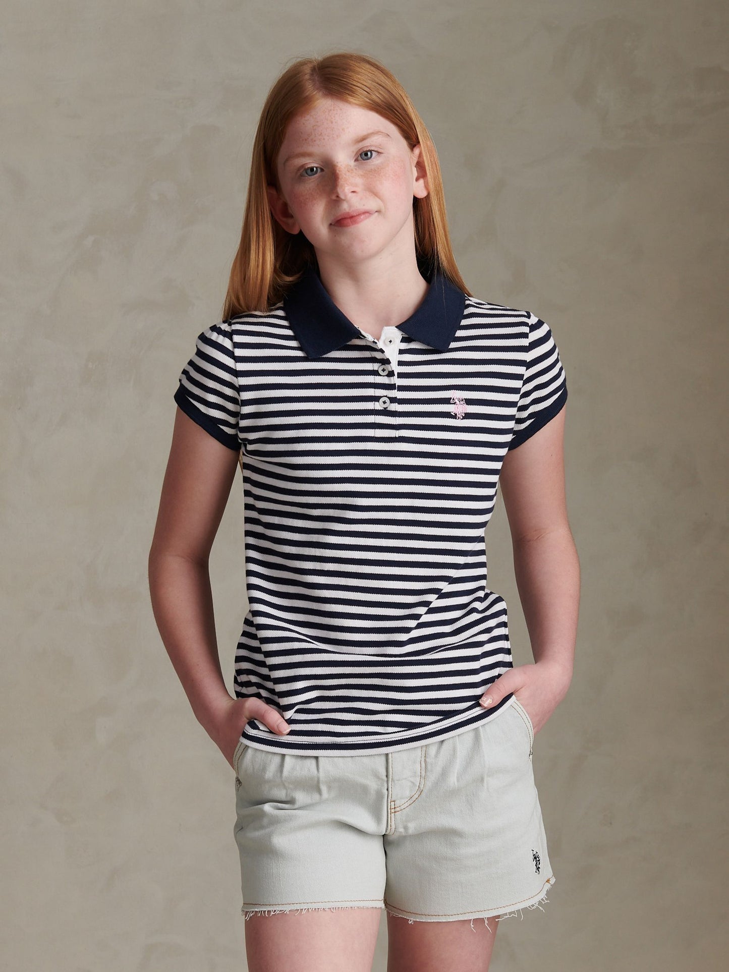 Dsiney Kidz - U.S. Polo Assn Blue Striped Polo Shirt image 1