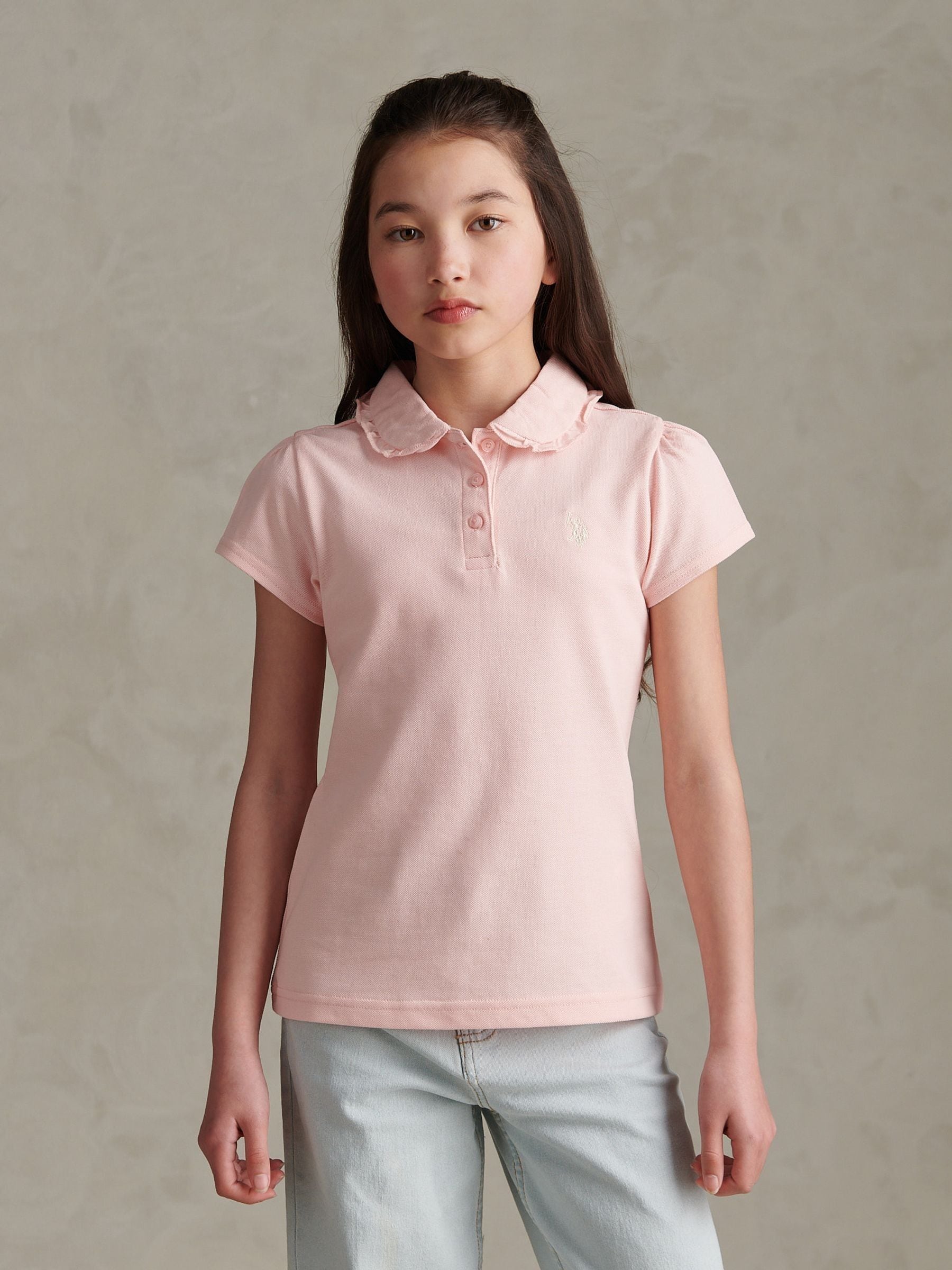 Dsiney Kidz - U.S. Polo Assn Pink Frill Collar Polo Shirt image 1