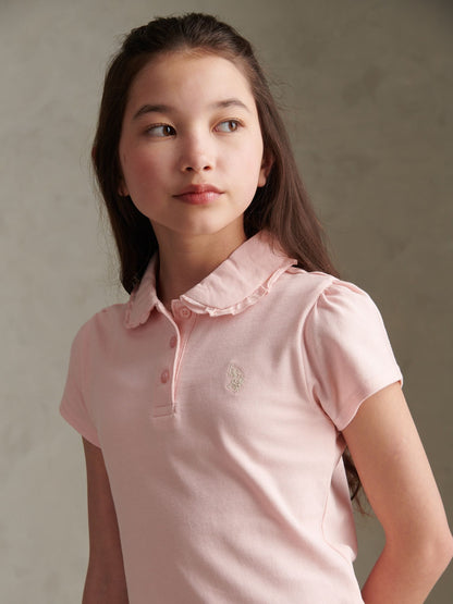 Dsiney Kidz - U.S. Polo Assn Pink Frill Collar Polo Shirt image 2