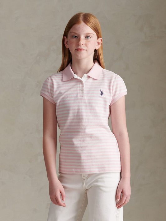 Dsiney Kidz - U.S. Polo Assn Pink Striped Polo Shirt image 1