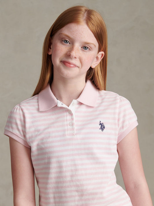 Dsiney Kidz - U.S. Polo Assn Pink Striped Polo Shirt image 2