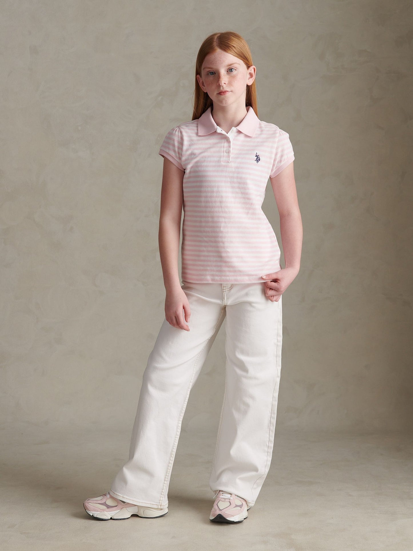Dsiney Kidz - U.S. Polo Assn Pink Striped Polo Shirt image 3
