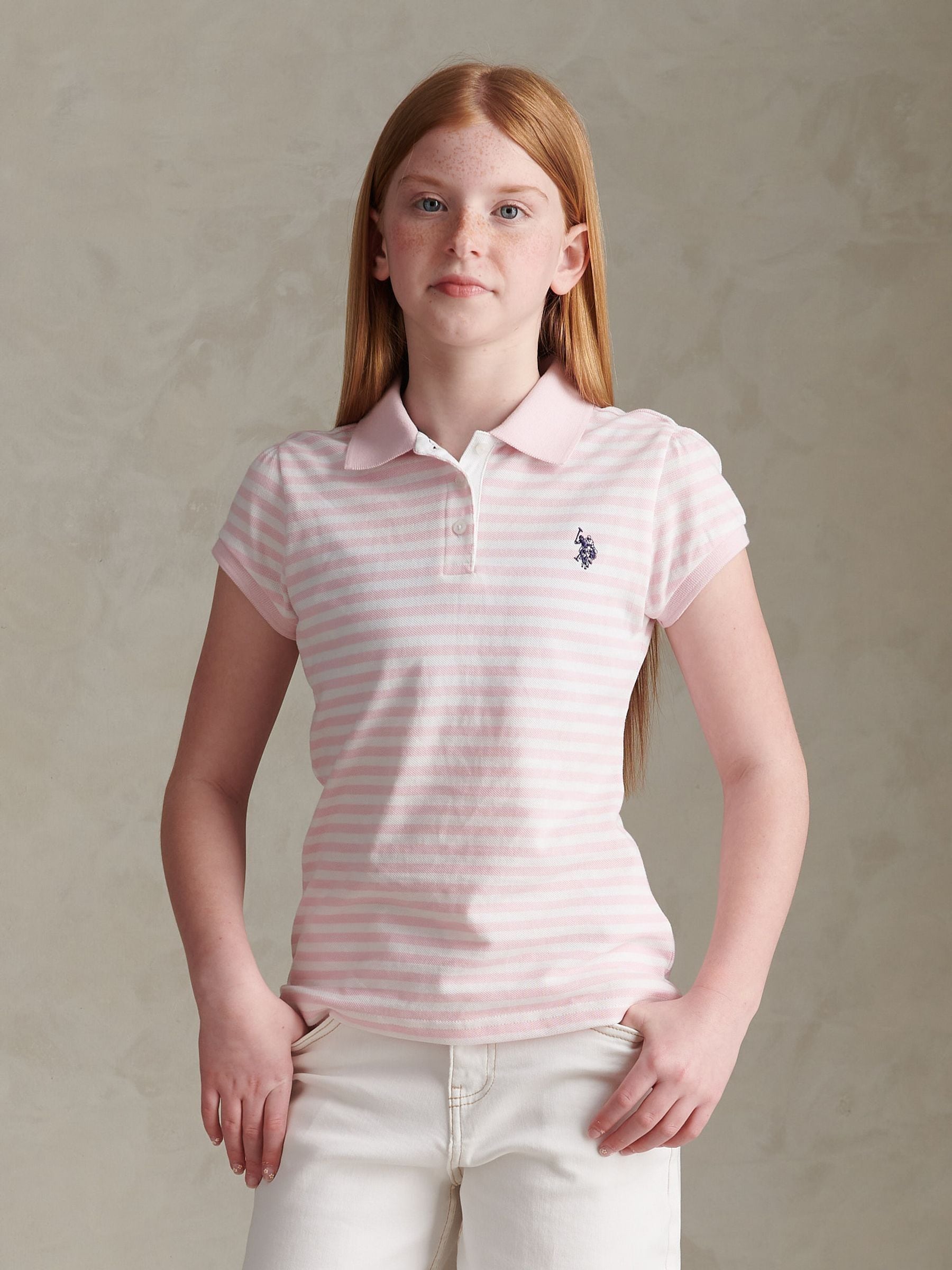 Dsiney Kidz - U.S. Polo Assn Pink Striped Polo Shirt image 5