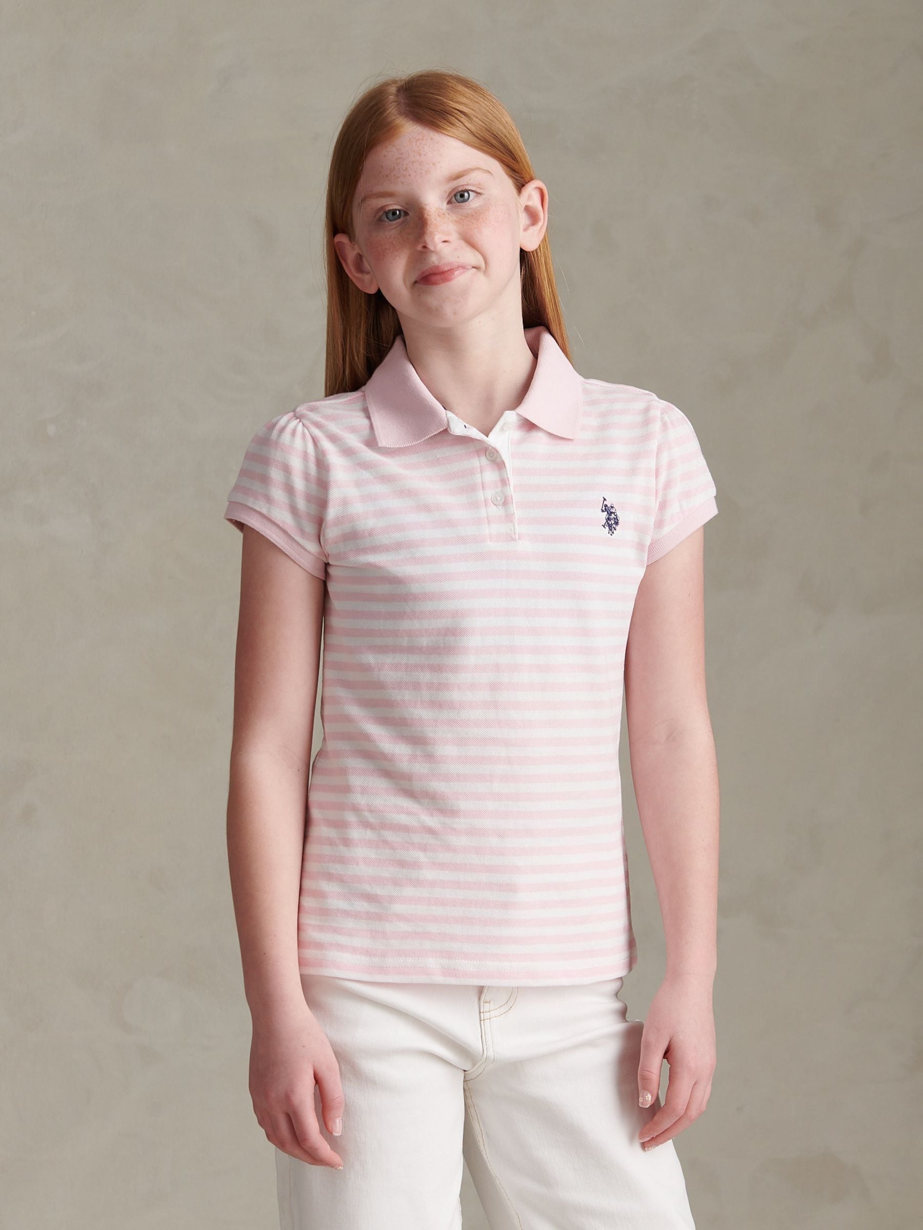 Dsiney Kidz - U.S. Polo Assn Pink Striped Polo Shirt image 6