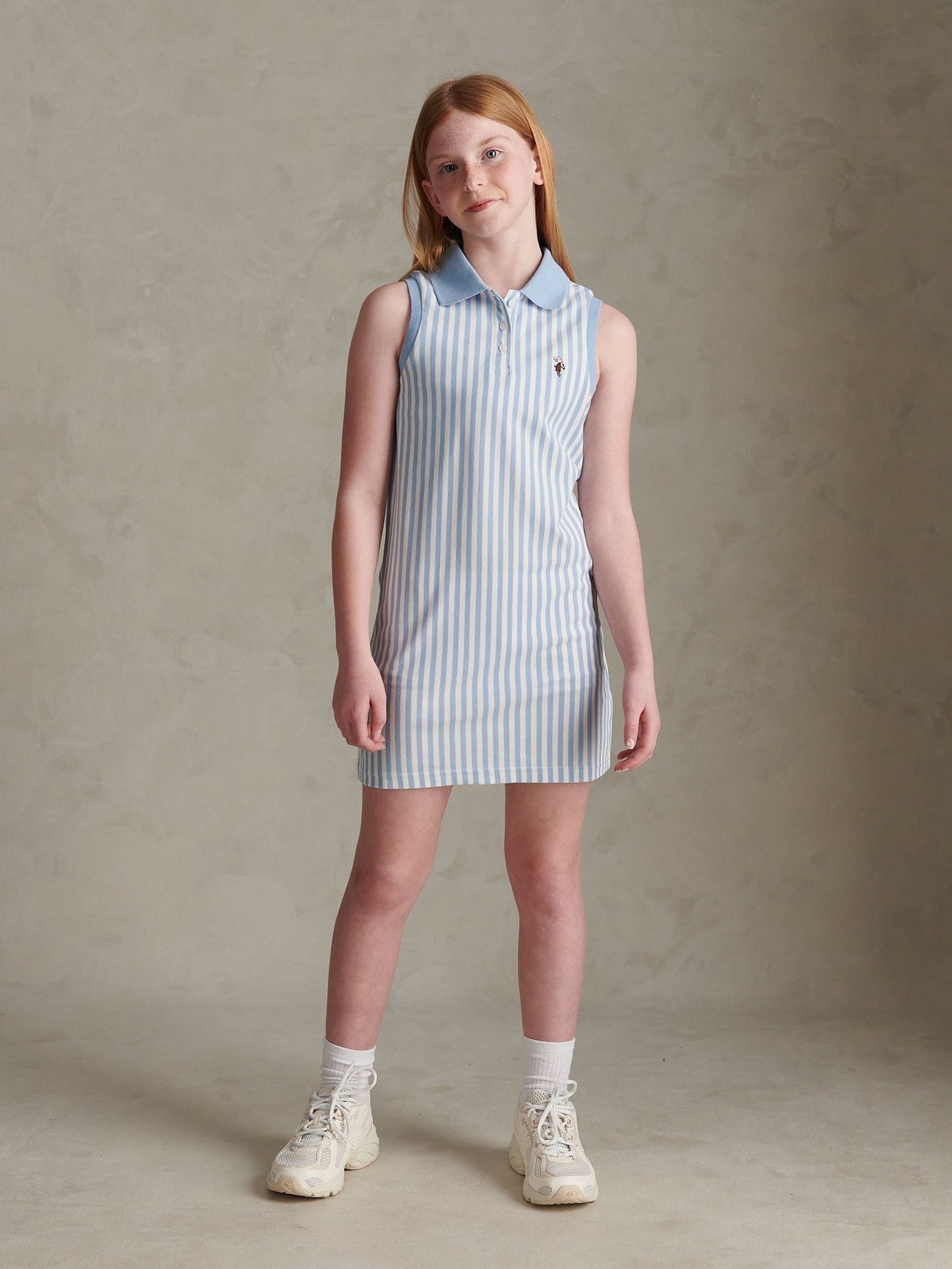 U.S. Polo Assn Blue Stripe Sleeveless Polo Dress image 1
