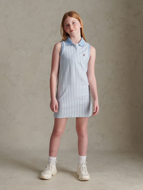 Dsiney Kidz - U.S. Polo Assn Blue Stripe Sleeveless Polo Dress image 1