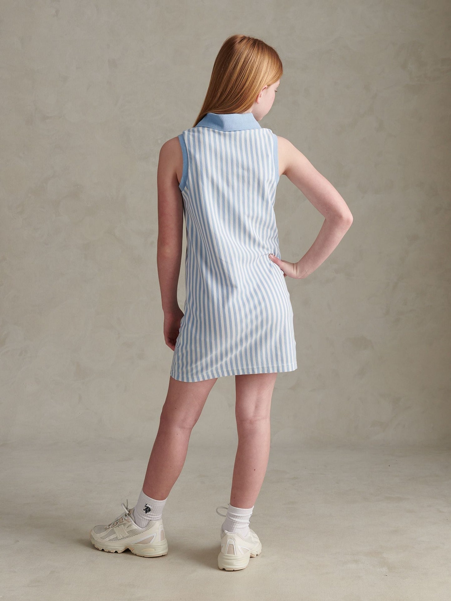 U.S. Polo Assn Blue Stripe Sleeveless Polo Dress image 3