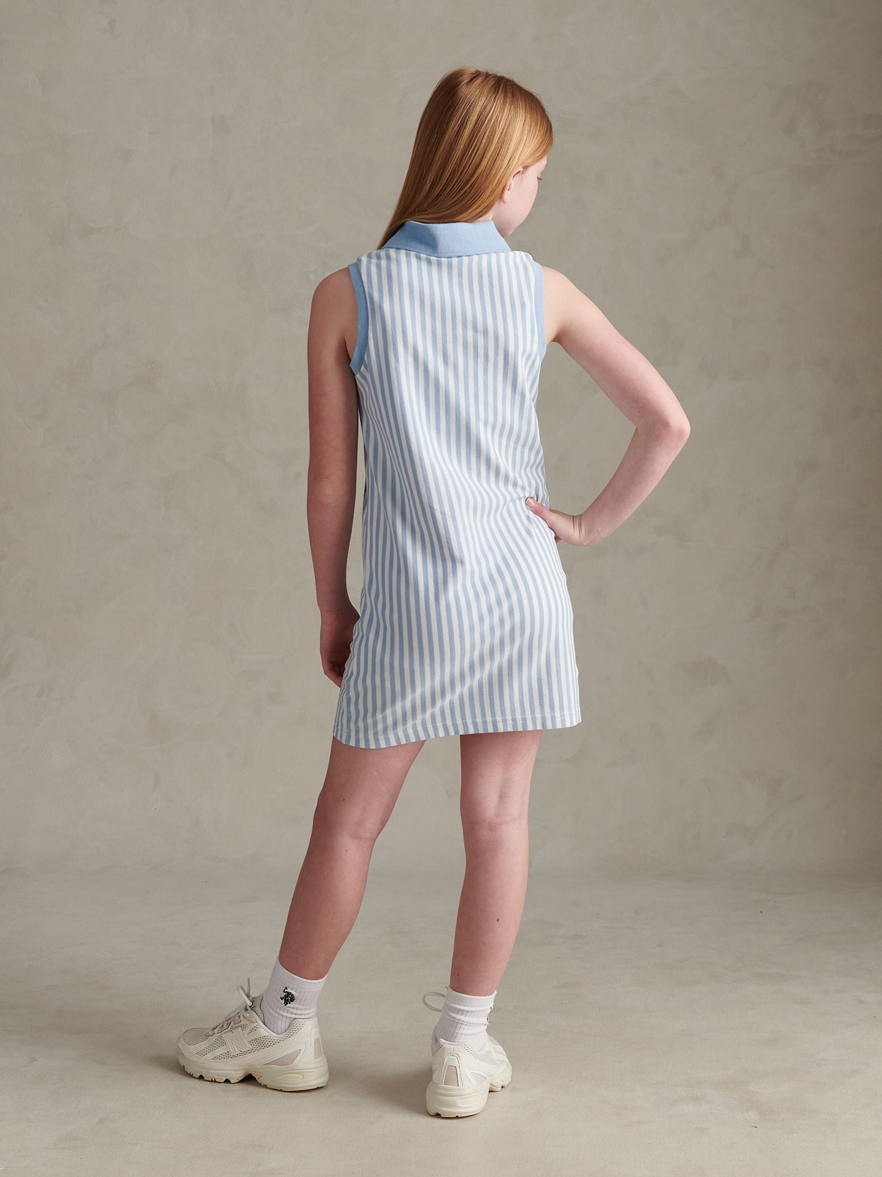 U.S. Polo Assn Blue Stripe Sleeveless Polo Dress image 3