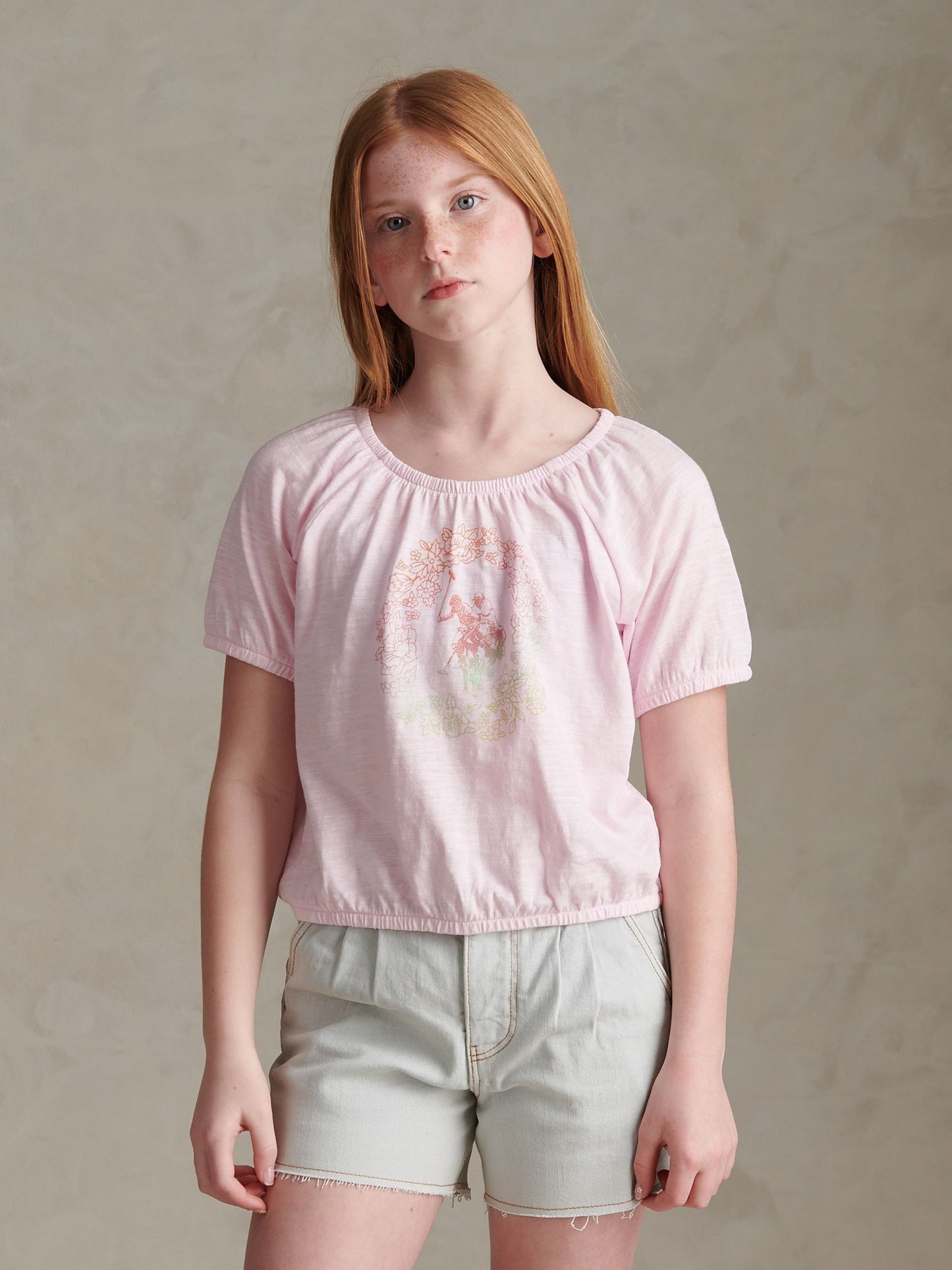 Dsiney Kidz - U.S. Polo Assn Pink Ombre Graphic Elasticated T-Shirt image 1