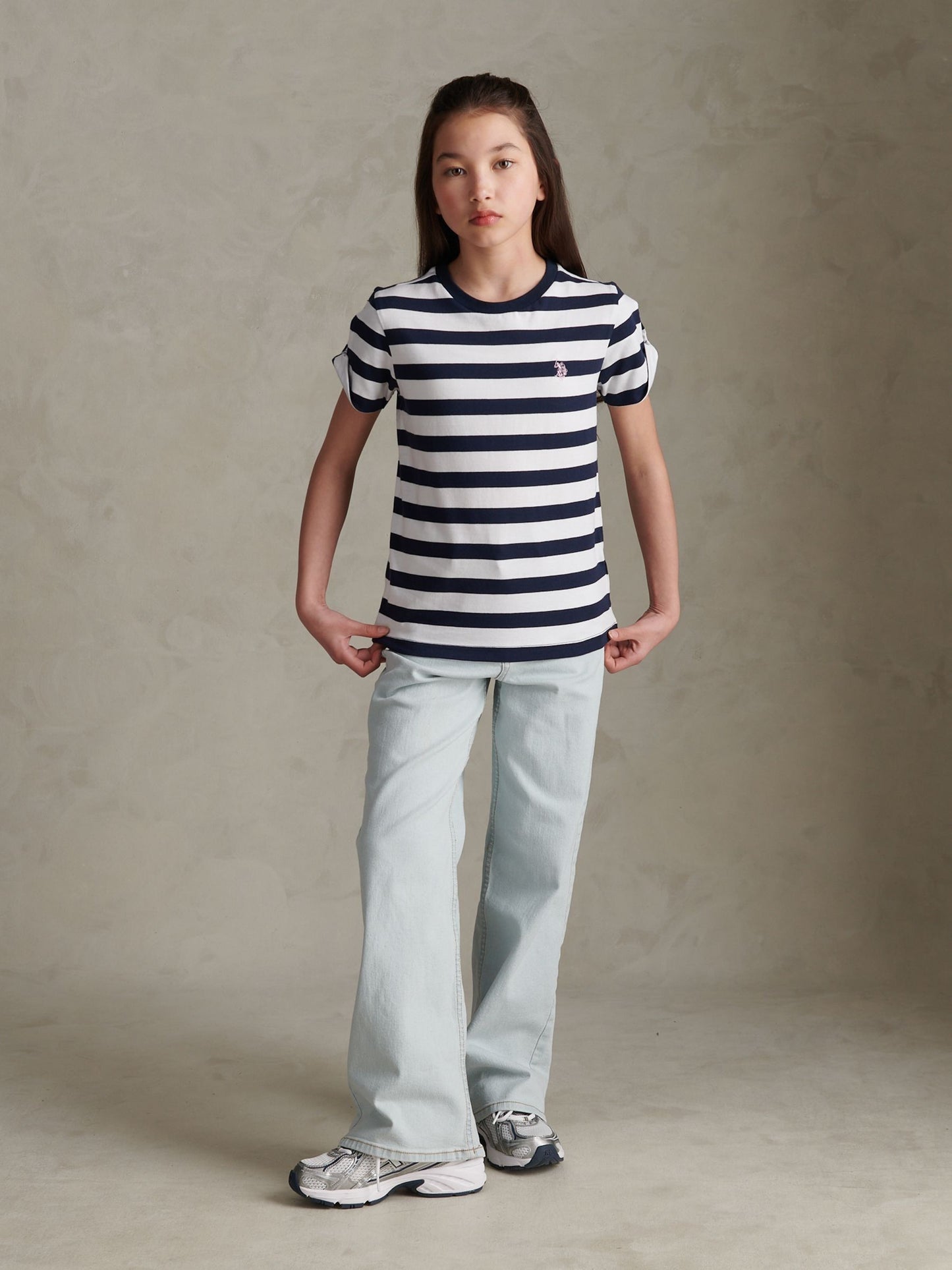 Dsiney Kidz - U.S. Polo Assn Blue Striped Cold Shoulder T-Shirt image 3
