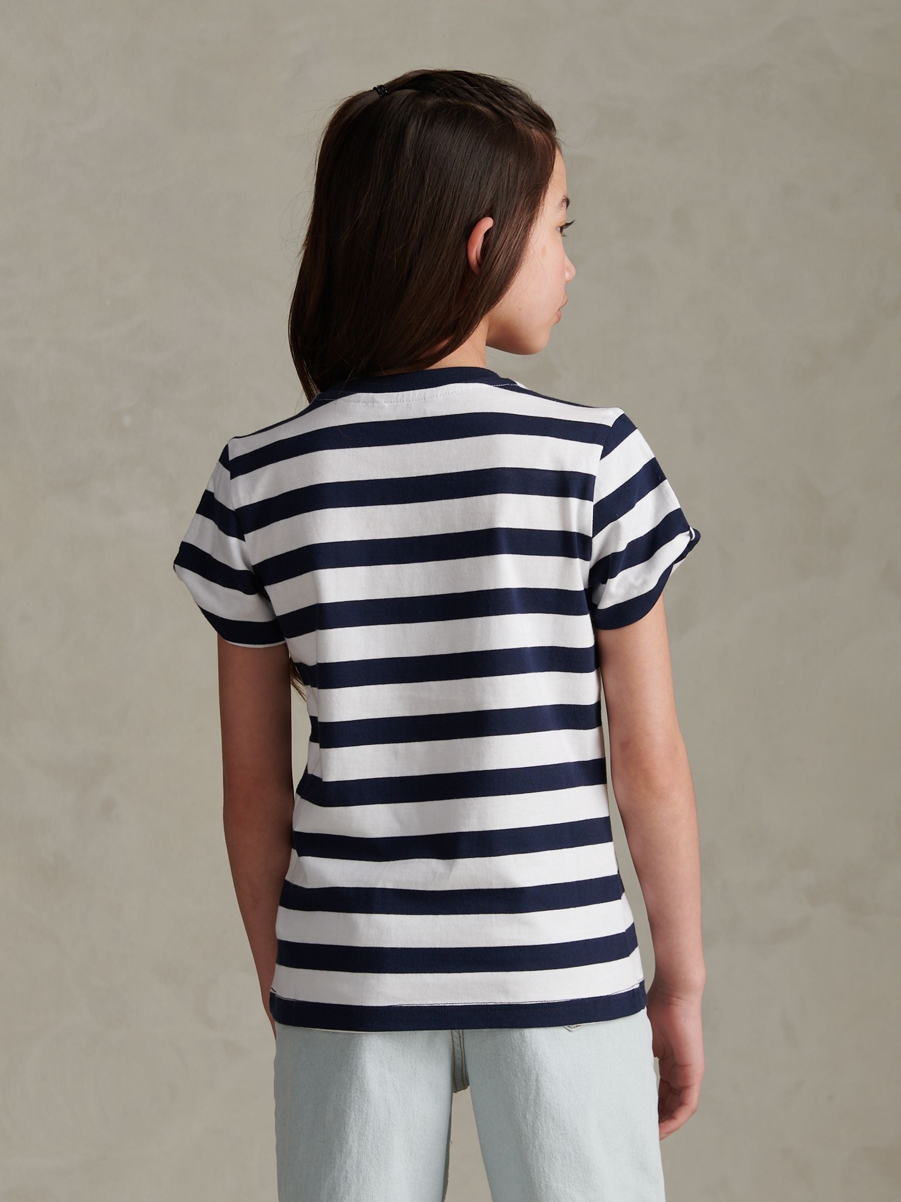 Dsiney Kidz - U.S. Polo Assn Blue Striped Cold Shoulder T-Shirt image 4