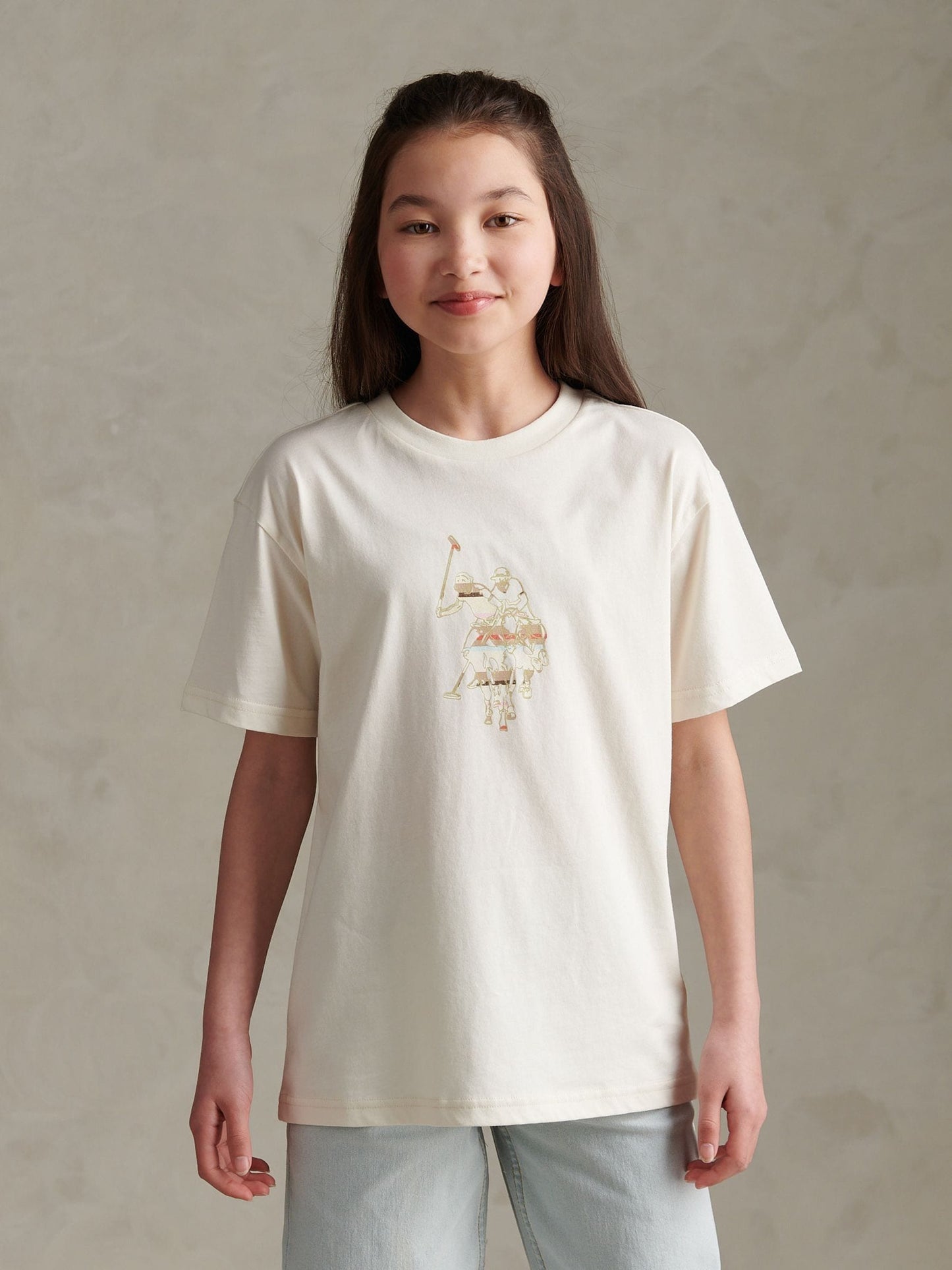 Dsiney Kidz - U.S. Polo Assn Cream Oversized DHM Graphic T-Shirt image 1