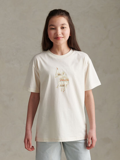 Dsiney Kidz - U.S. Polo Assn Cream Oversized DHM Graphic T-Shirt image 1