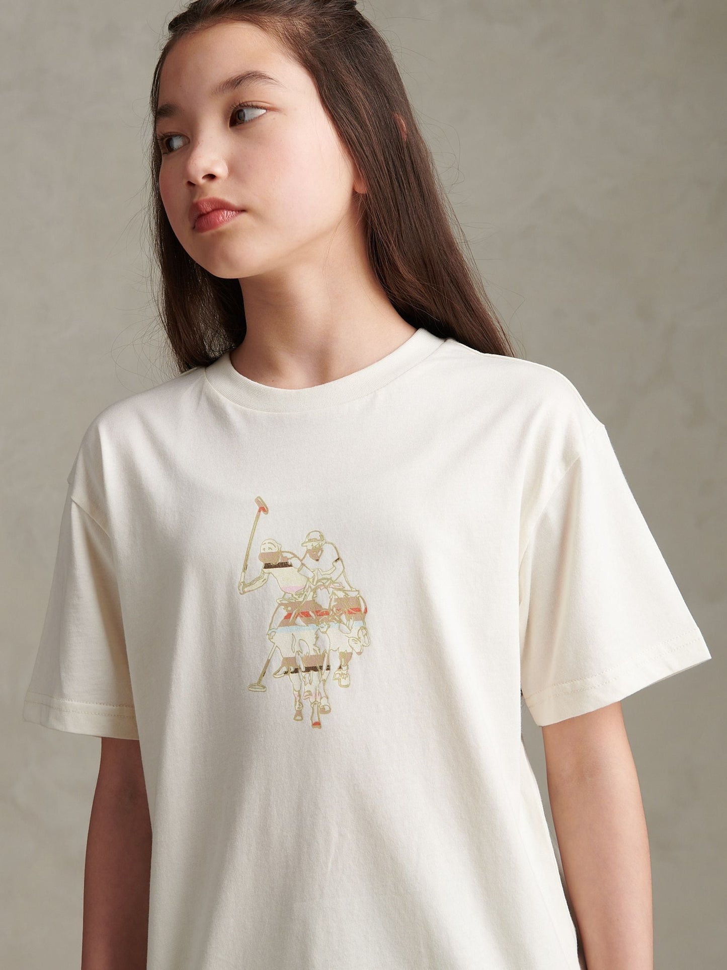 Dsiney Kidz - U.S. Polo Assn Cream Oversized DHM Graphic T-Shirt image 2