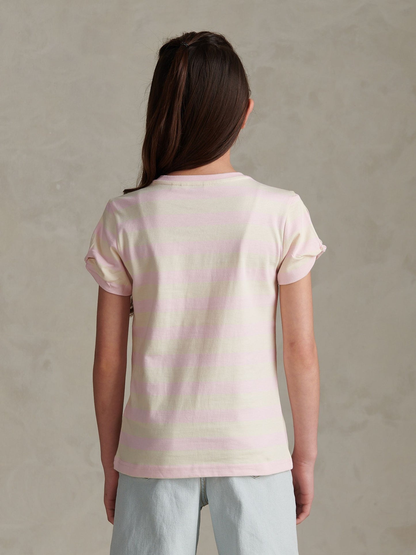 Dsiney Kidz - U.S. Polo Assn Pink Striped Cold Shoulder T-Shirt image 4