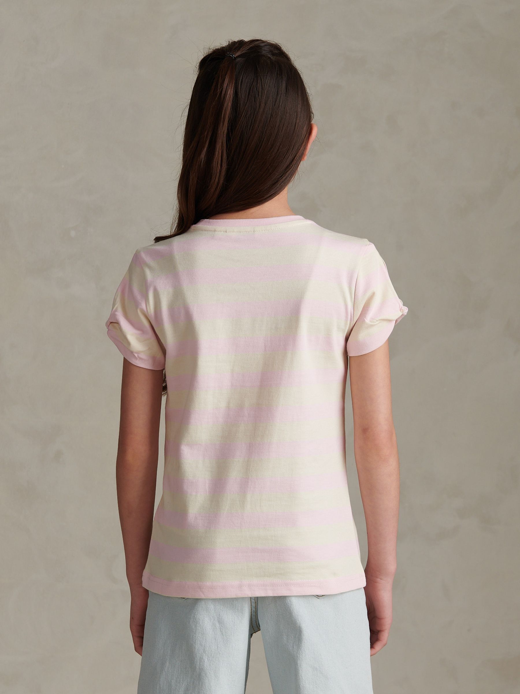 Dsiney Kidz - U.S. Polo Assn Pink Striped Cold Shoulder T-Shirt image 4