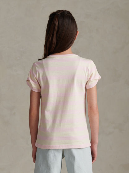 Dsiney Kidz - U.S. Polo Assn Pink Striped Cold Shoulder T-Shirt image 4