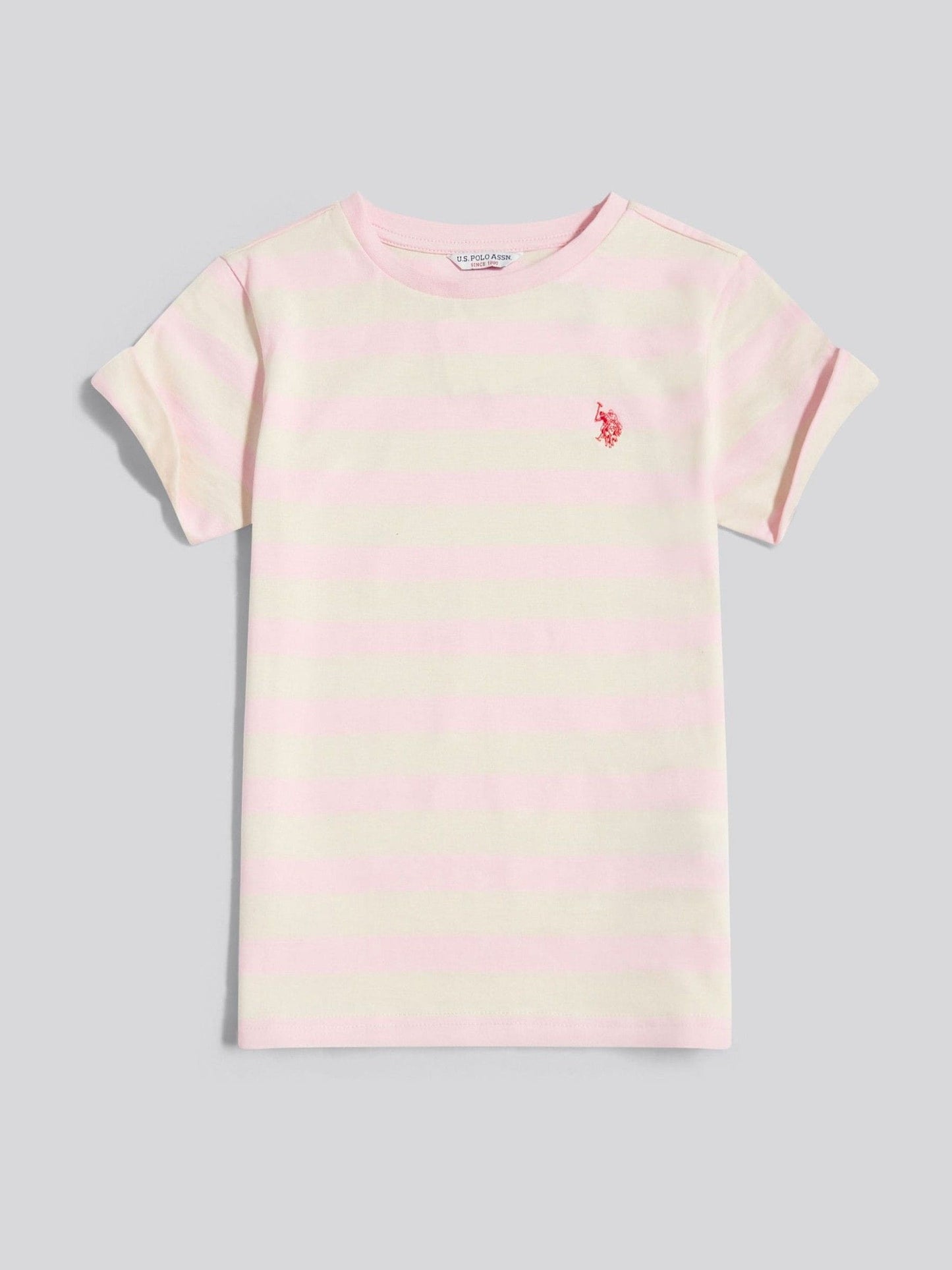 Dsiney Kidz - U.S. Polo Assn Pink Striped Cold Shoulder T-Shirt image 5
