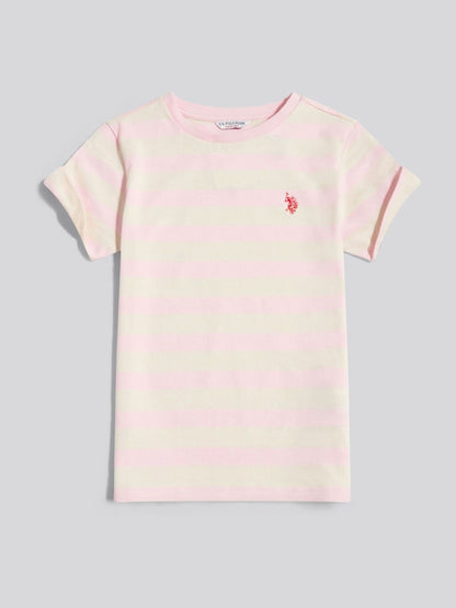 Dsiney Kidz - U.S. Polo Assn Pink Striped Cold Shoulder T-Shirt image 5