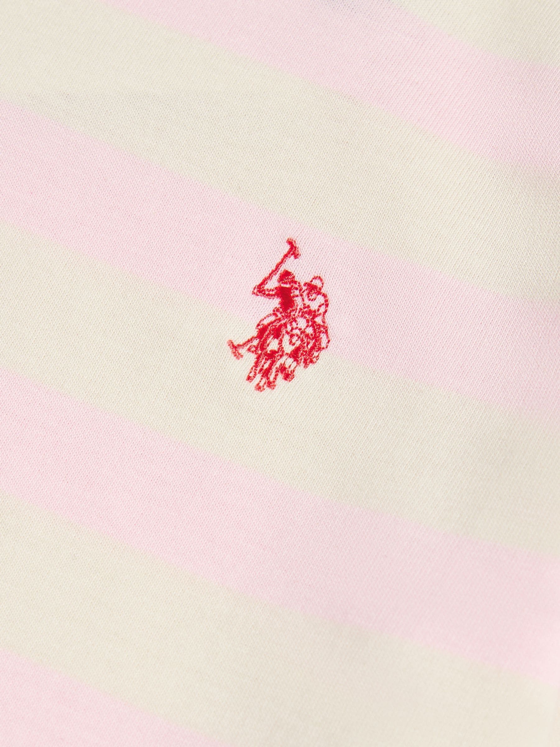 Dsiney Kidz - U.S. Polo Assn Pink Striped Cold Shoulder T-Shirt image 6