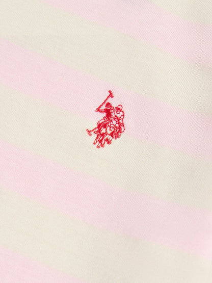 Dsiney Kidz - U.S. Polo Assn Pink Striped Cold Shoulder T-Shirt image 6