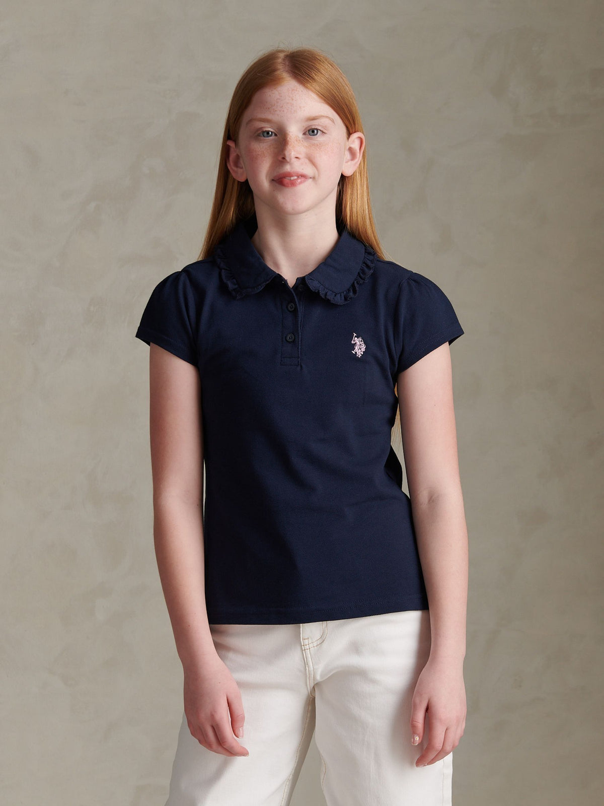 Dsiney Kidz - U.S. Polo Assn Navy Frill Collar Polo Shirt image 1
