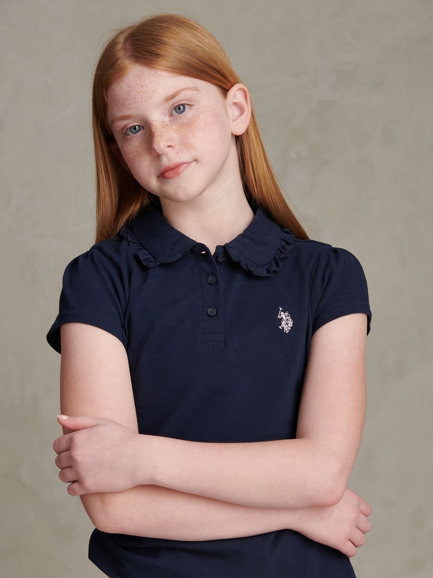 Dsiney Kidz - U.S. Polo Assn Navy Frill Collar Polo Shirt image 2