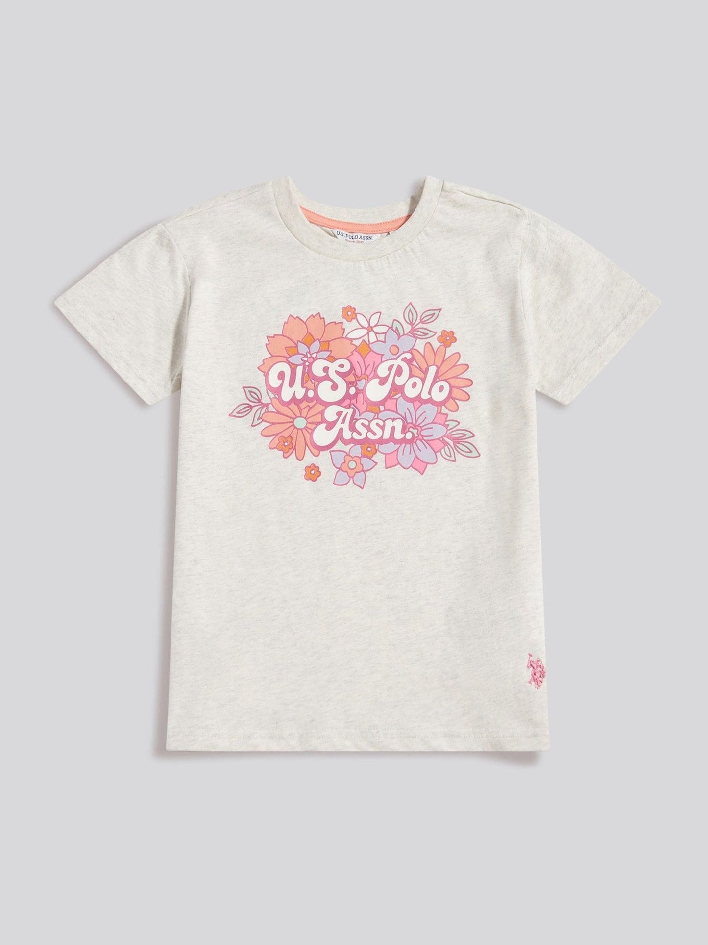 Dsiney Kidz - U.S. Polo Assn Grey Floral Graphic Puff Sleeve T-Shirt image 6