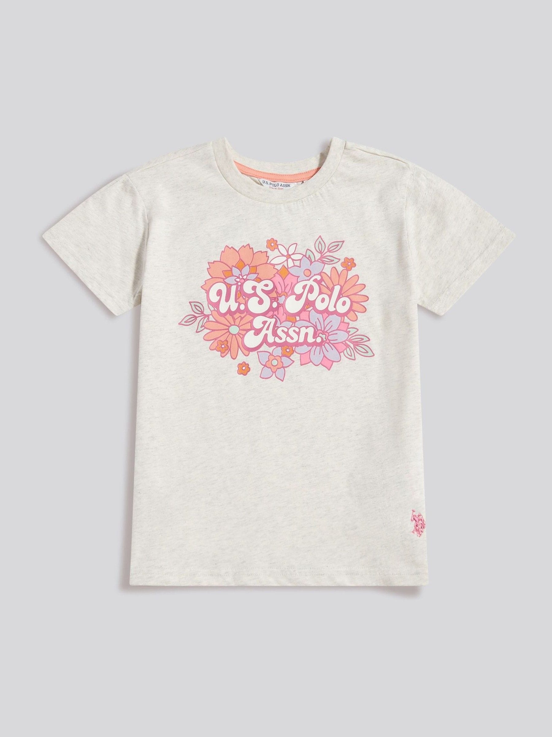 Dsiney Kidz - U.S. Polo Assn Grey Floral Graphic Puff Sleeve T-Shirt image 6