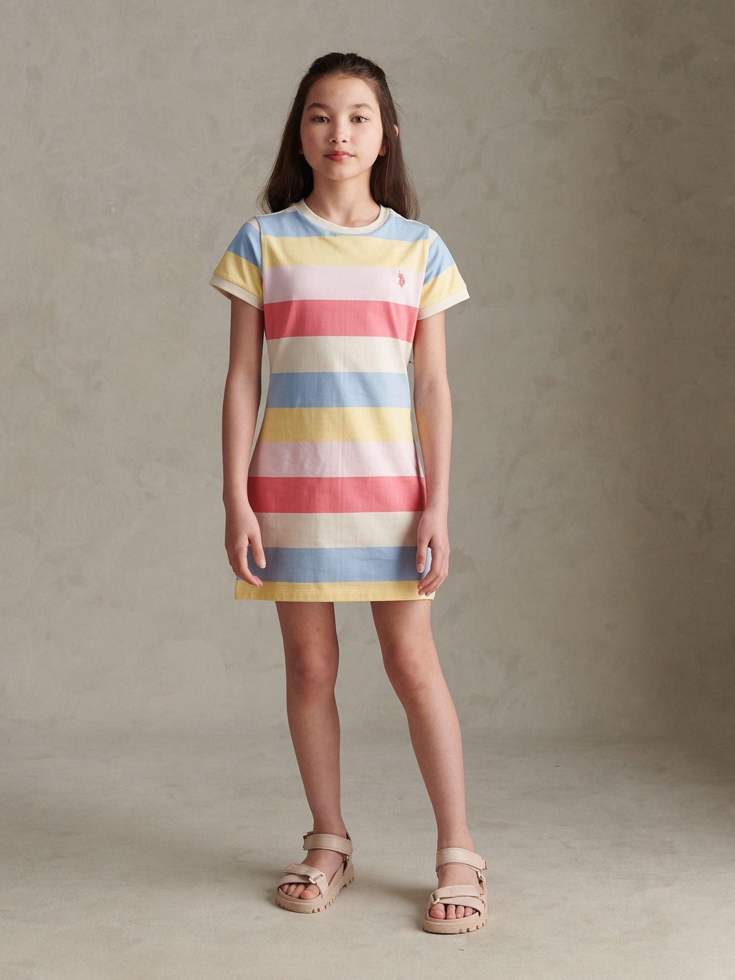 U.S. Polo Assn Pink Multistripe T-Shirt Dress image 1