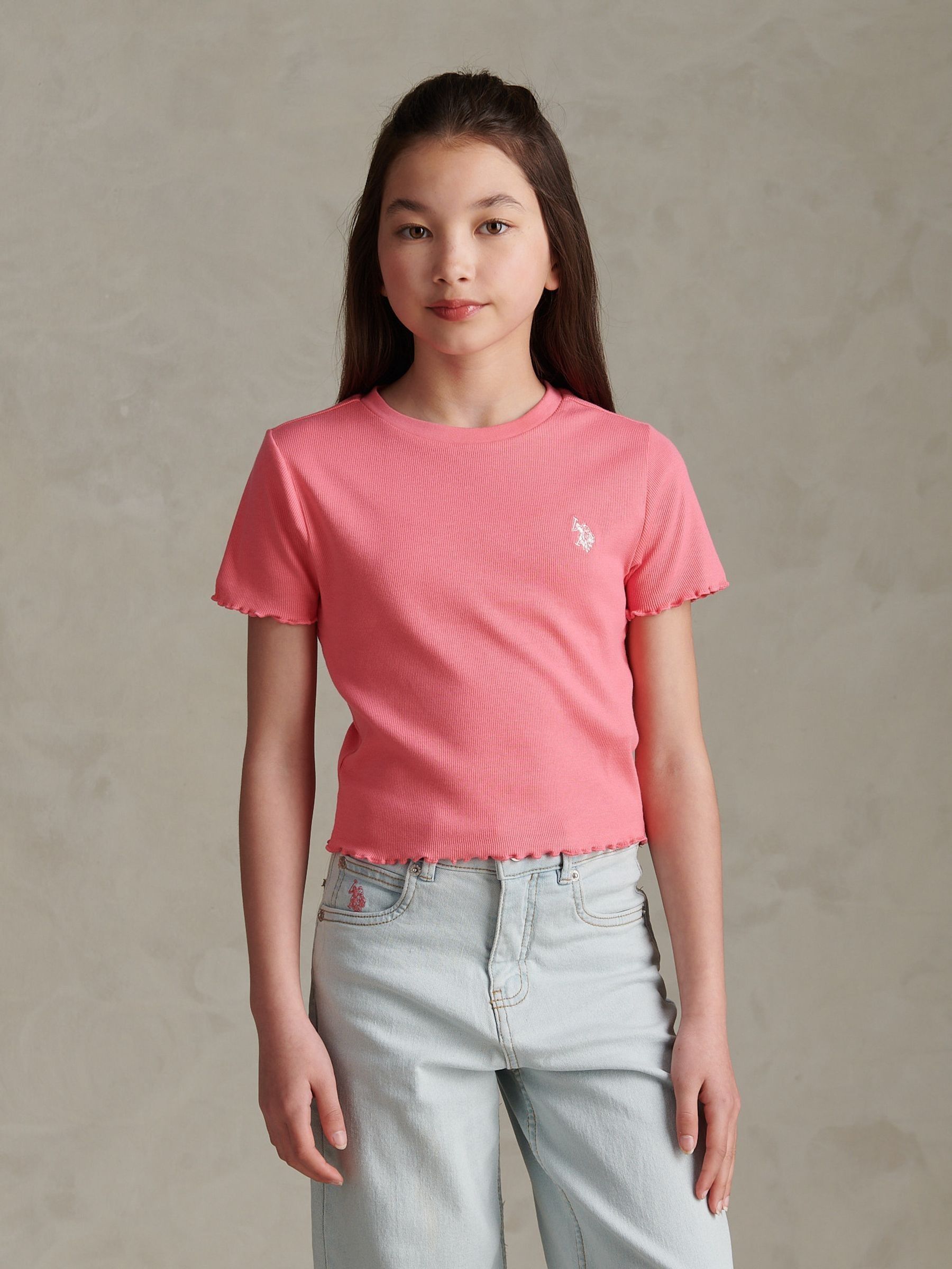 Dsiney Kidz - U.S. Polo Assn Pink Lettuce Hem T-Shirt image 1