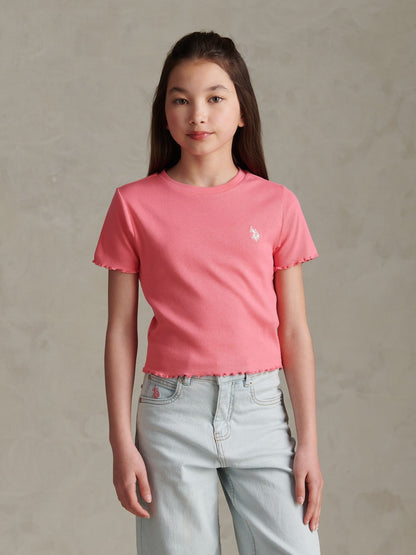 Dsiney Kidz - U.S. Polo Assn Pink Lettuce Hem T-Shirt image 1