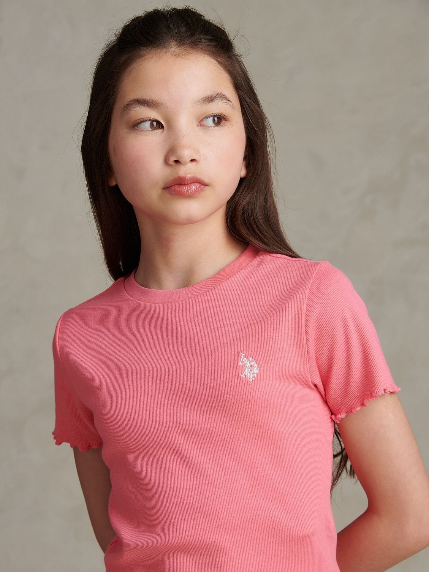Dsiney Kidz - U.S. Polo Assn Pink Lettuce Hem T-Shirt image 2