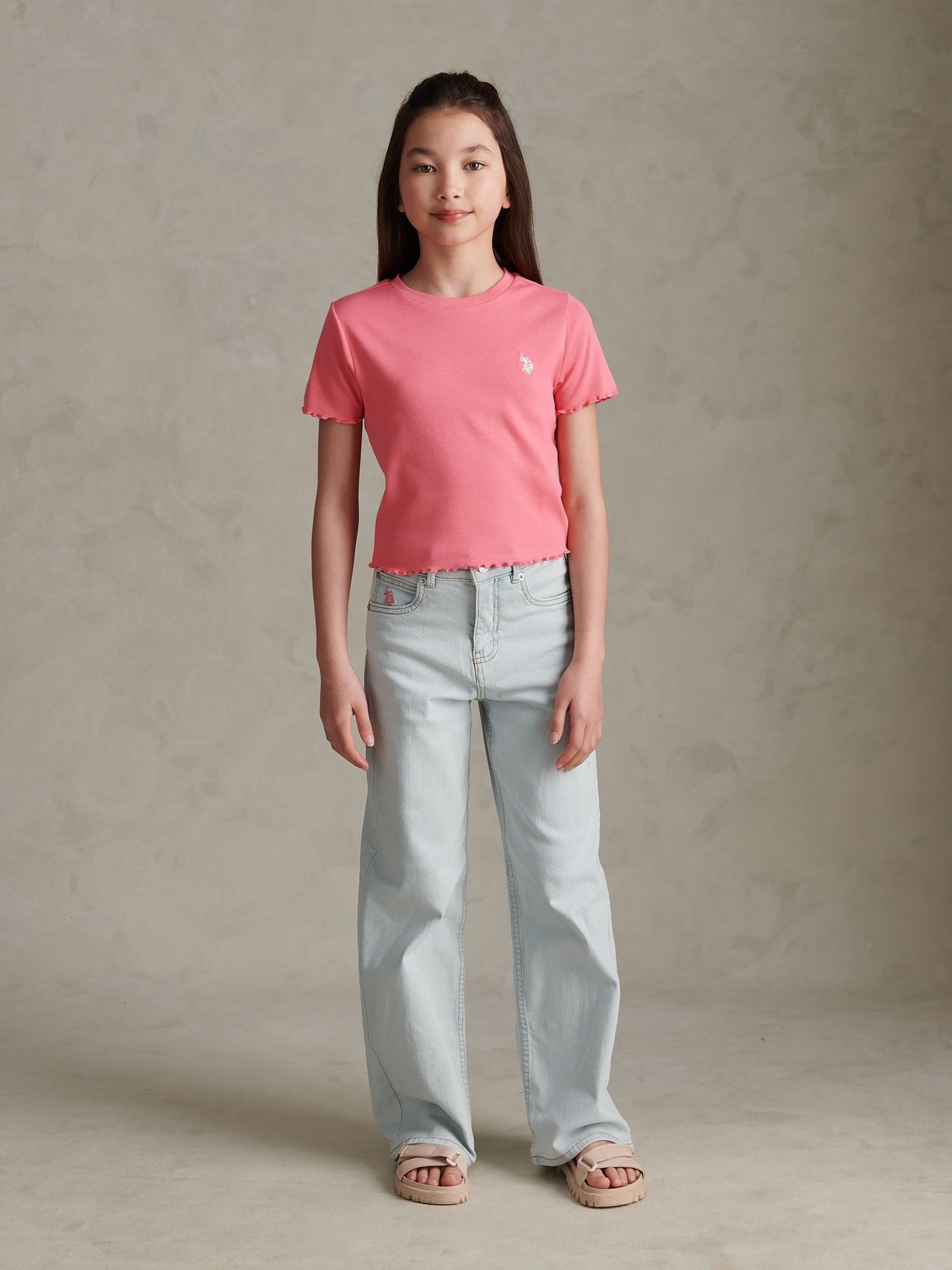 Dsiney Kidz - U.S. Polo Assn Pink Lettuce Hem T-Shirt image 3