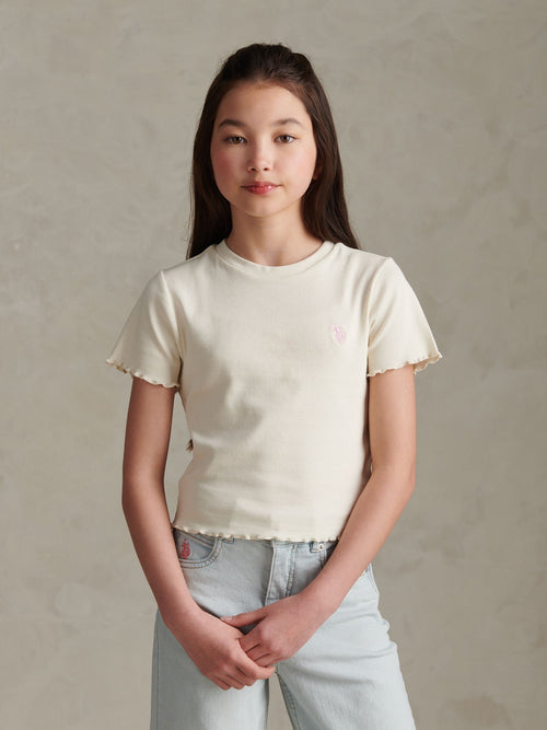 Dsiney Kidz - U.S. Polo Assn Cream Lettuce Hem T-Shirt image 1
