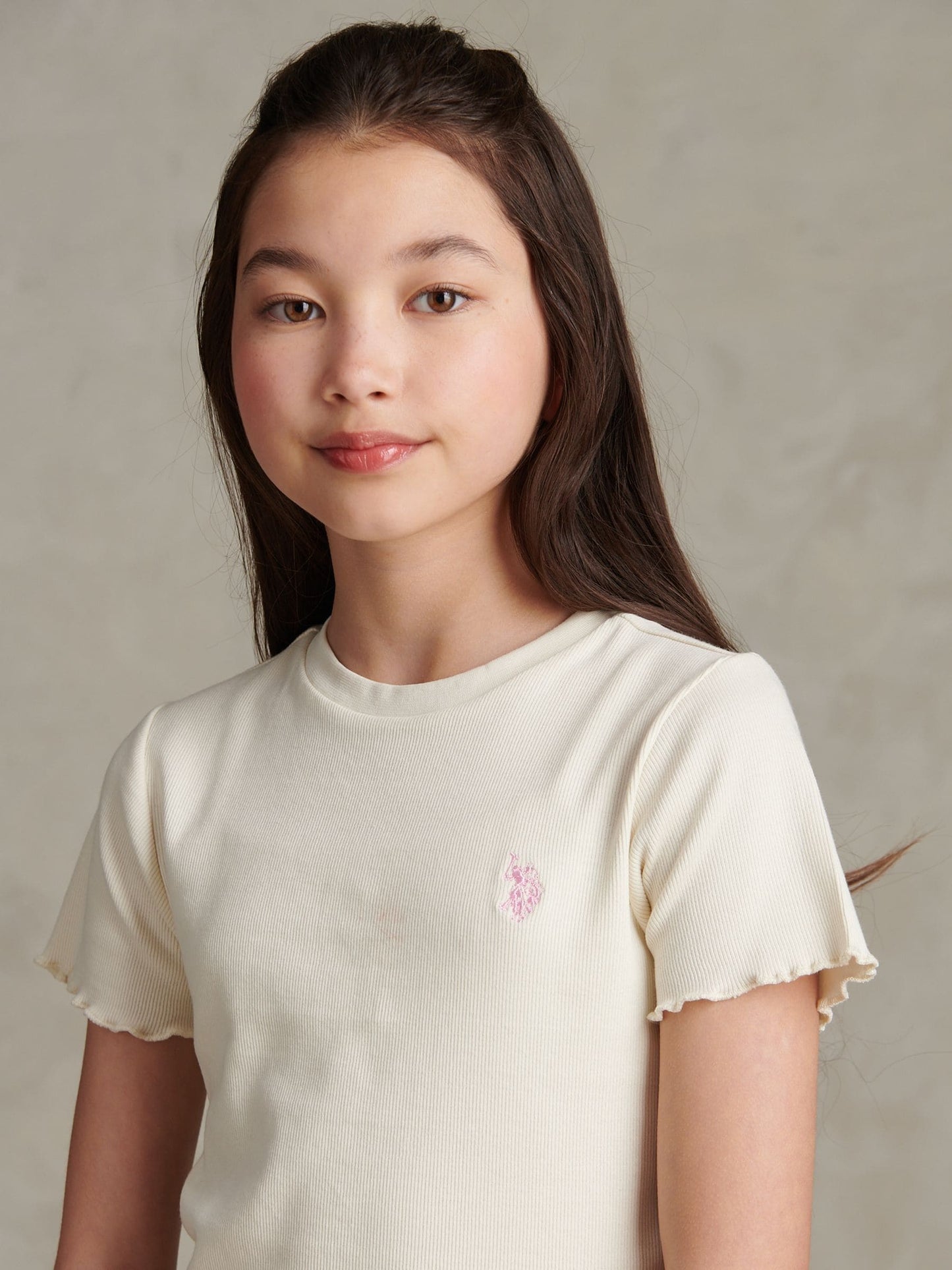 Dsiney Kidz - U.S. Polo Assn Cream Lettuce Hem T-Shirt image 2