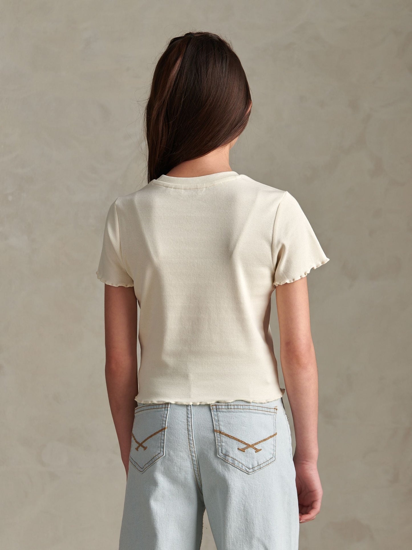 Dsiney Kidz - U.S. Polo Assn Cream Lettuce Hem T-Shirt image 4