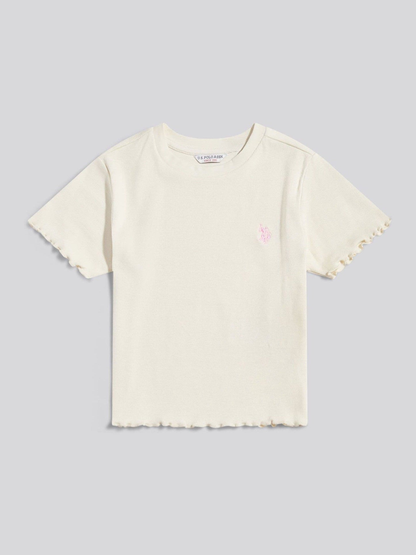 Dsiney Kidz - U.S. Polo Assn Cream Lettuce Hem T-Shirt image 5
