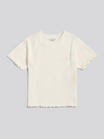 Dsiney Kidz - U.S. Polo Assn Cream Lettuce Hem T-Shirt image 5