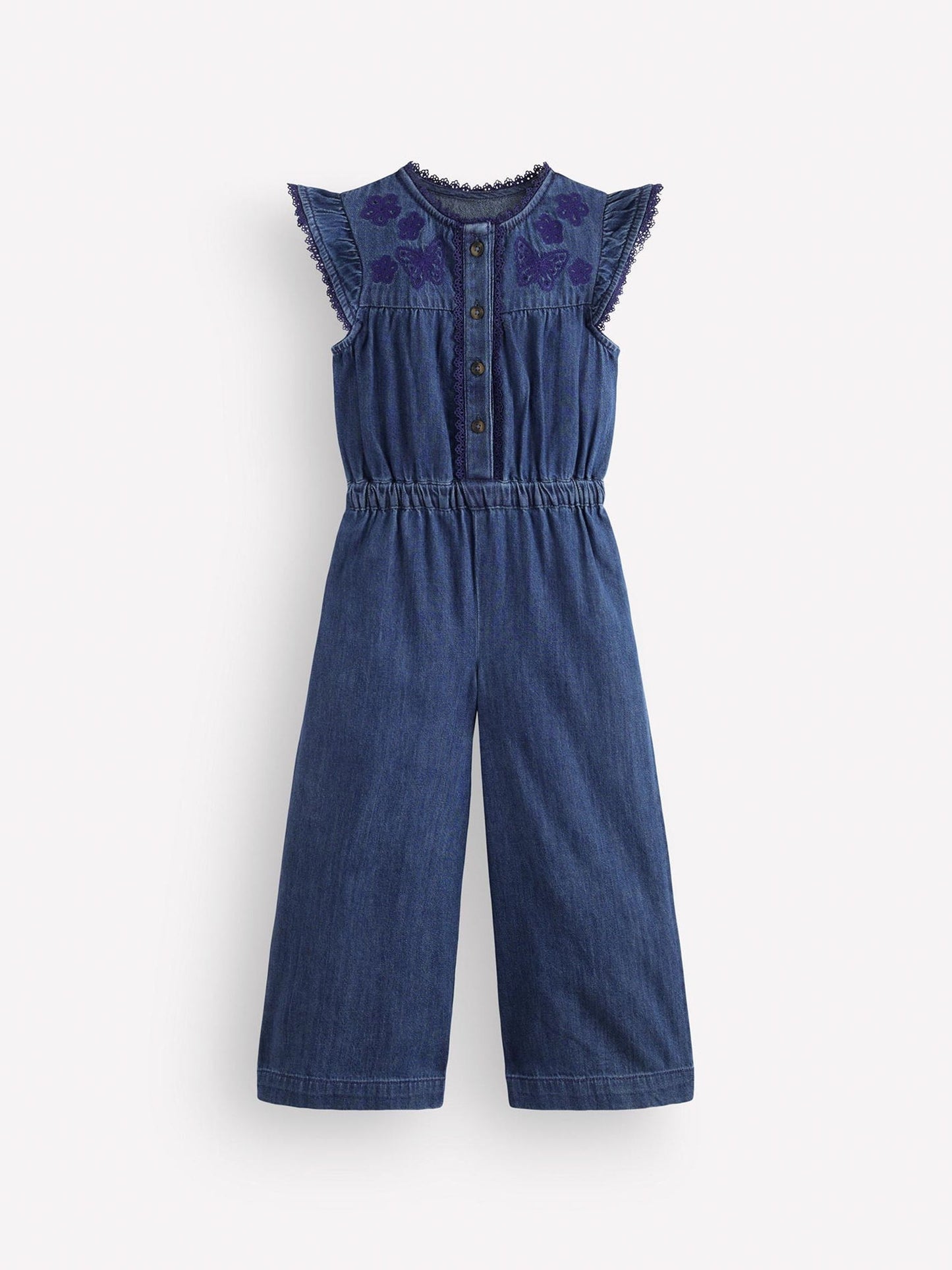 Dsiney Kidz - Boden Blue Flutter Sleeve Denim Jumpsuit image 1